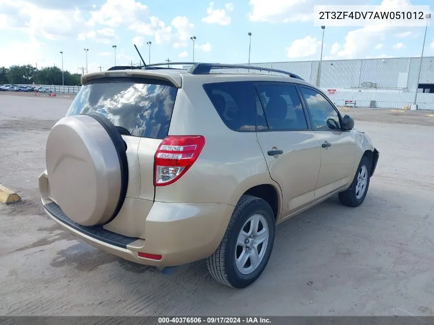 2010 Toyota Rav4 VIN: 2T3ZF4DV7AW051012 Lot: 40376506