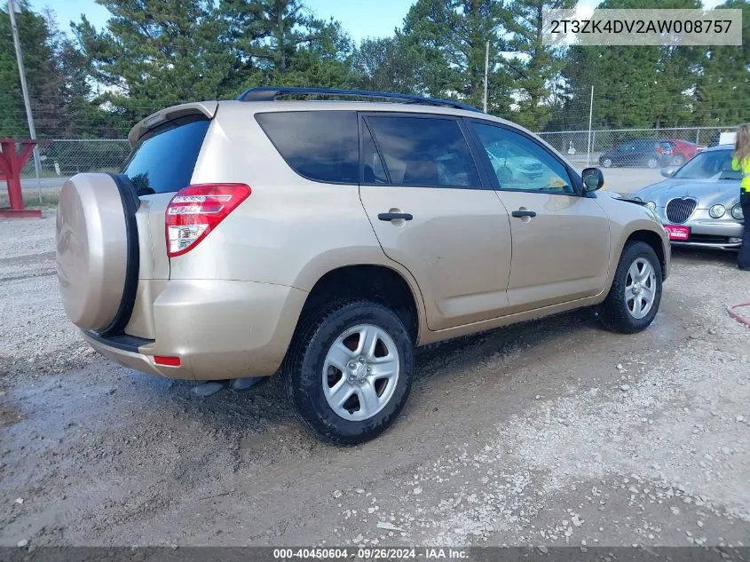 2010 Toyota Rav4 Base V6 VIN: 2T3ZK4DV2AW008757 Lot: 40450604