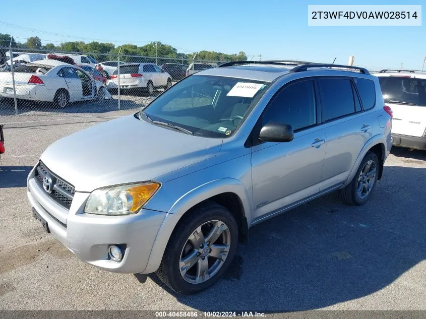 2010 Toyota Rav4 Sport VIN: 2T3WF4DV0AW028514 Lot: 40458486