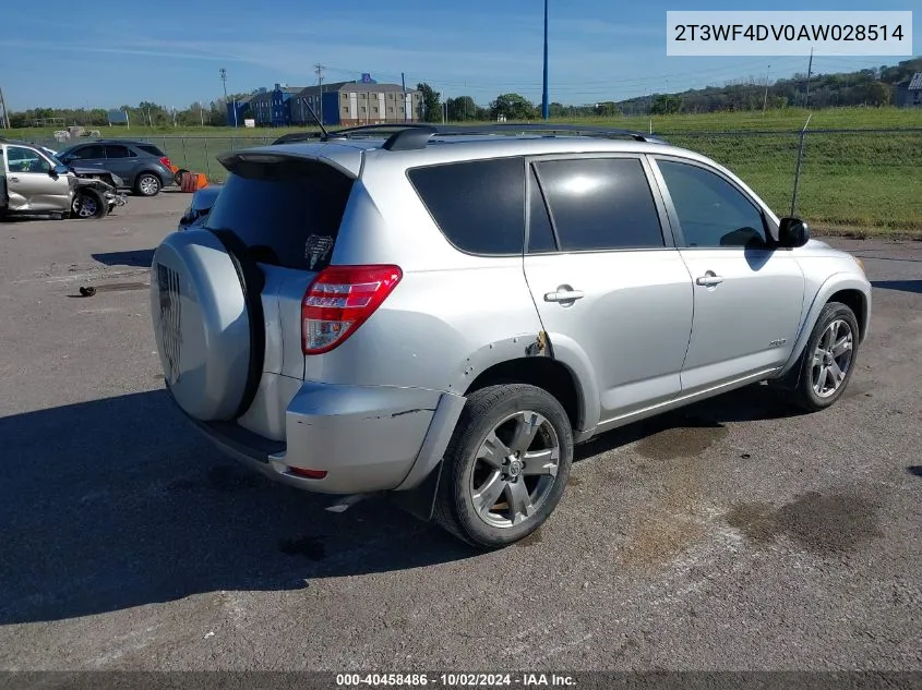 2010 Toyota Rav4 Sport VIN: 2T3WF4DV0AW028514 Lot: 40458486