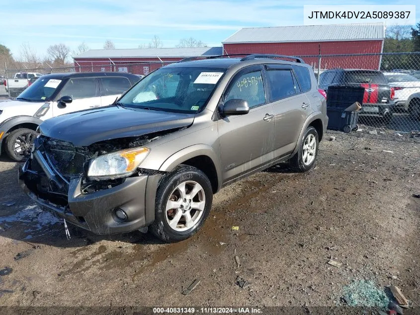 2010 Toyota Rav4 Limited VIN: JTMDK4DV2A5089387 Lot: 40831349