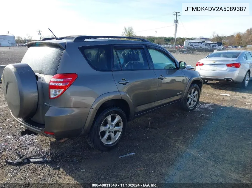 2010 Toyota Rav4 Limited VIN: JTMDK4DV2A5089387 Lot: 40831349