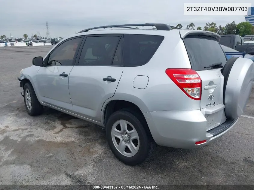 2011 Toyota Rav4 VIN: 2T3ZF4DV3BW087703 Lot: 39443167