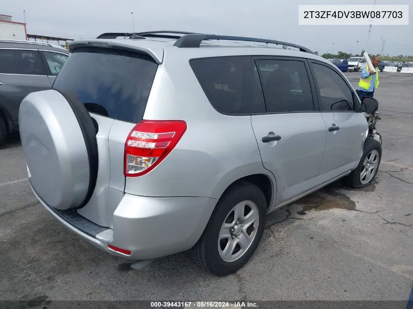 2011 Toyota Rav4 VIN: 2T3ZF4DV3BW087703 Lot: 39443167