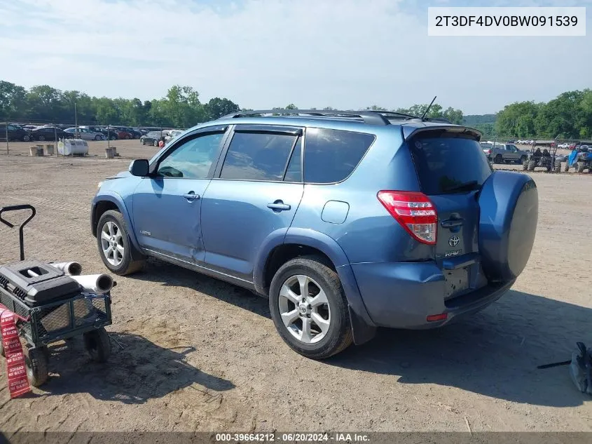 2011 Toyota Rav4 Limited VIN: 2T3DF4DV0BW091539 Lot: 39664212