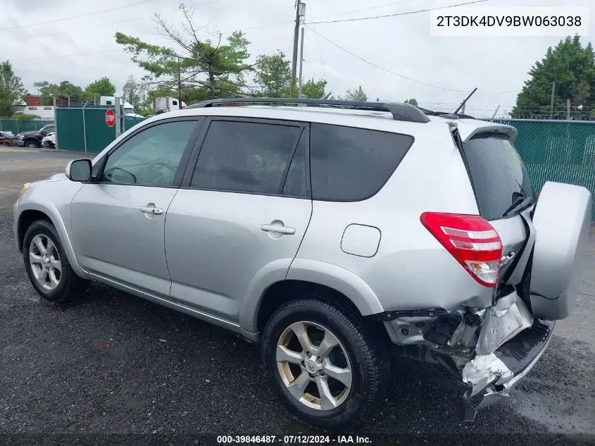 2011 Toyota Rav4 Limited V6 VIN: 2T3DK4DV9BW063038 Lot: 39846487