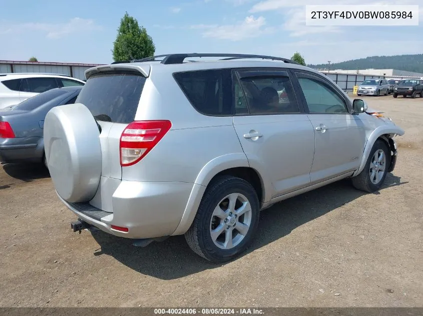 2011 Toyota Rav4 Limited VIN: 2T3YF4DV0BW085984 Lot: 40024406