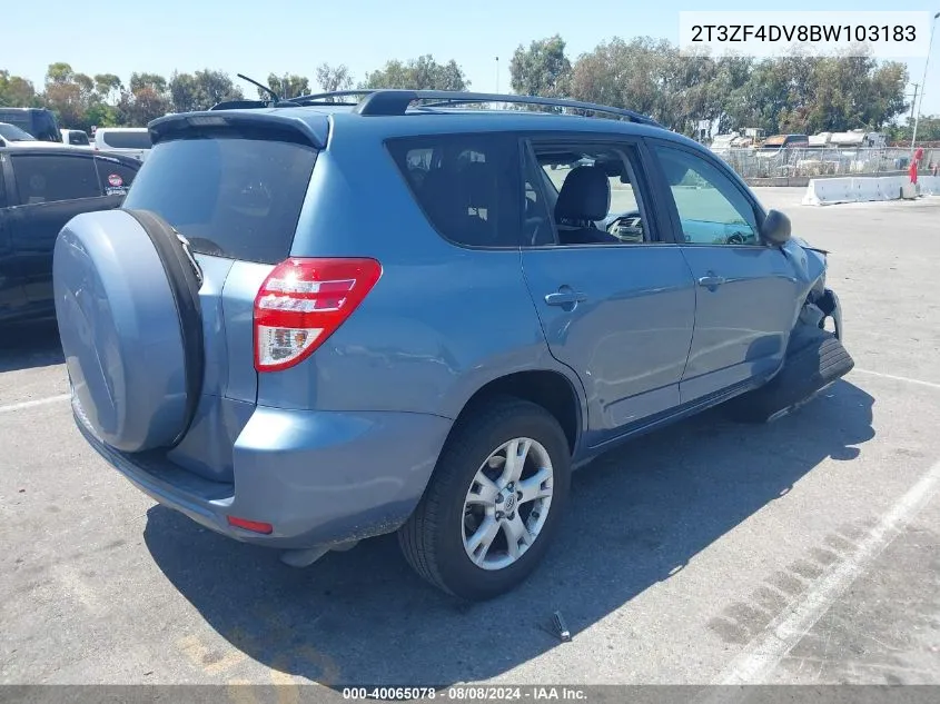 2011 Toyota Rav4 VIN: 2T3ZF4DV8BW103183 Lot: 40065078