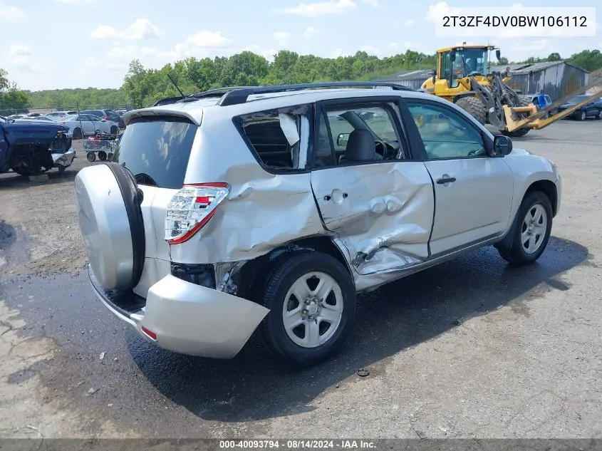 2011 Toyota Rav4 VIN: 2T3ZF4DV0BW106112 Lot: 40093794