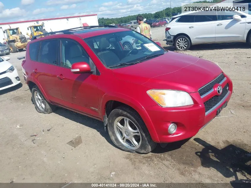 2T3DK4DV4BW060418 2011 Toyota Rav4 Limited