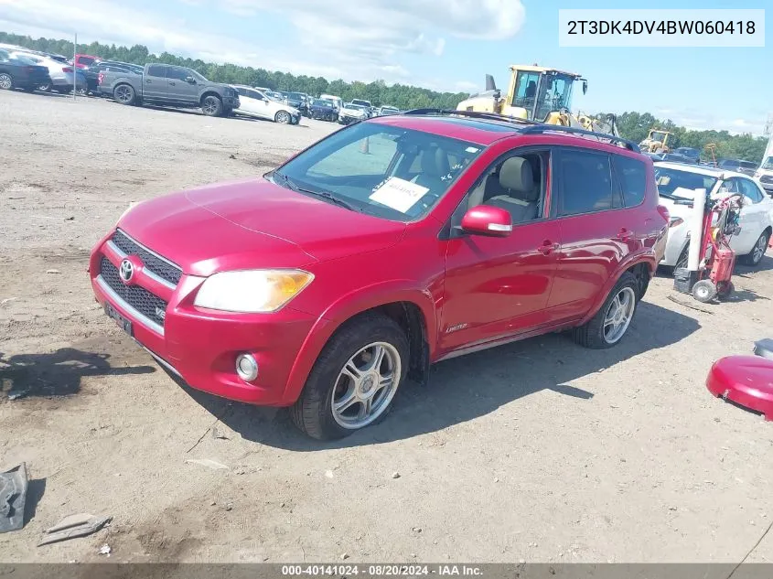 2011 Toyota Rav4 Limited VIN: 2T3DK4DV4BW060418 Lot: 40141024