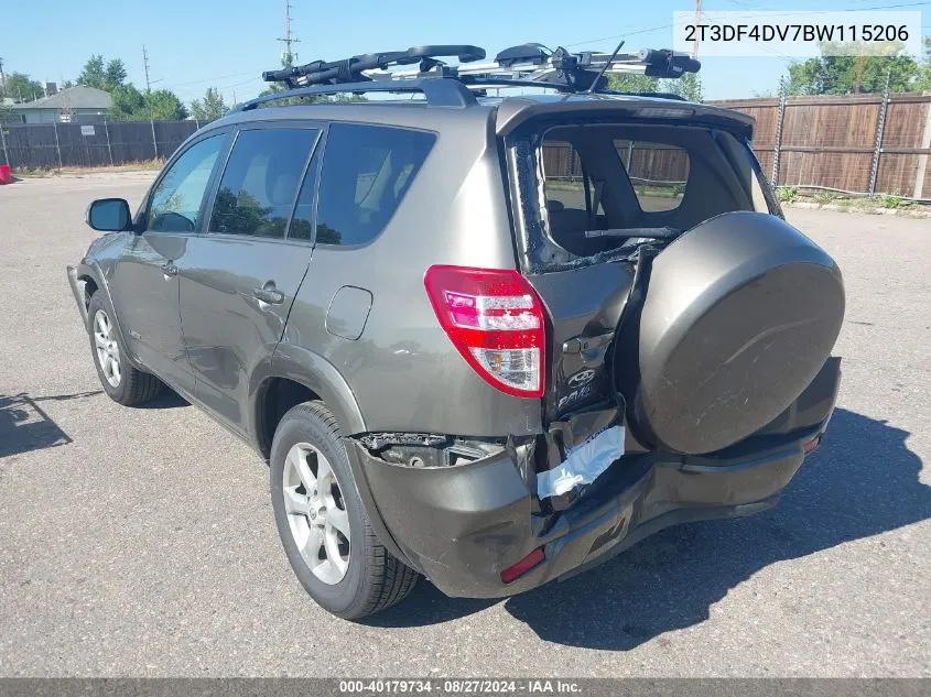 2011 Toyota Rav4 Limited VIN: 2T3DF4DV7BW115206 Lot: 40179734