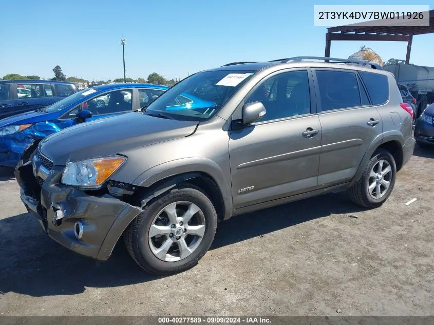 2011 Toyota Rav4 Limited V6 VIN: 2T3YK4DV7BW011926 Lot: 40277589