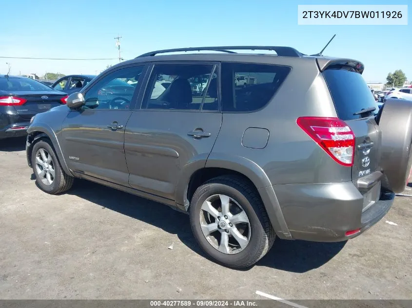 2011 Toyota Rav4 Limited V6 VIN: 2T3YK4DV7BW011926 Lot: 40277589