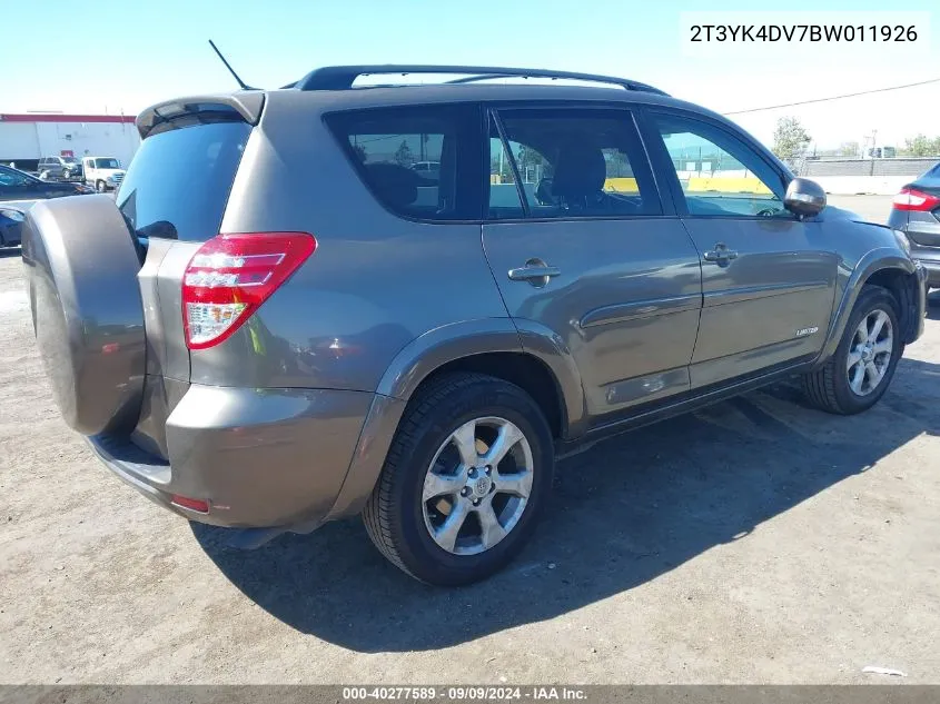 2011 Toyota Rav4 Limited V6 VIN: 2T3YK4DV7BW011926 Lot: 40277589