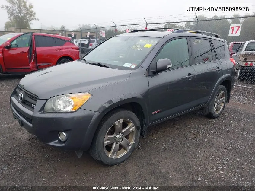 2011 Toyota Rav4 Sport VIN: JTMRK4DV5B5098978 Lot: 40285099