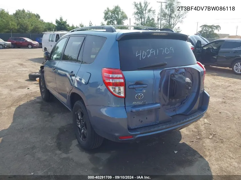 2011 Toyota Rav4 VIN: 2T3BF4DV7BW086118 Lot: 40291709