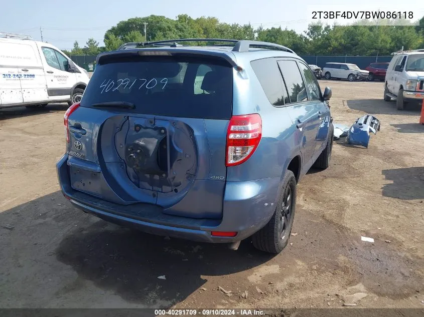 2011 Toyota Rav4 VIN: 2T3BF4DV7BW086118 Lot: 40291709