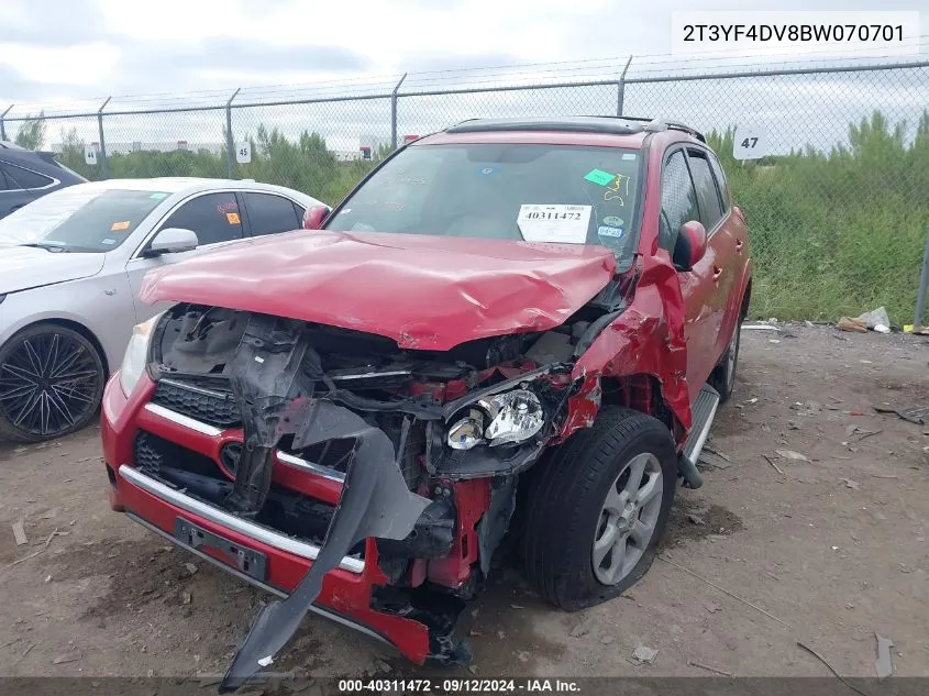 2011 Toyota Rav4 Limited VIN: 2T3YF4DV8BW070701 Lot: 40311472