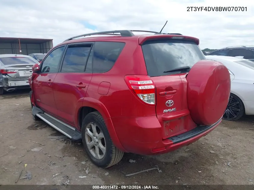 2T3YF4DV8BW070701 2011 Toyota Rav4 Limited