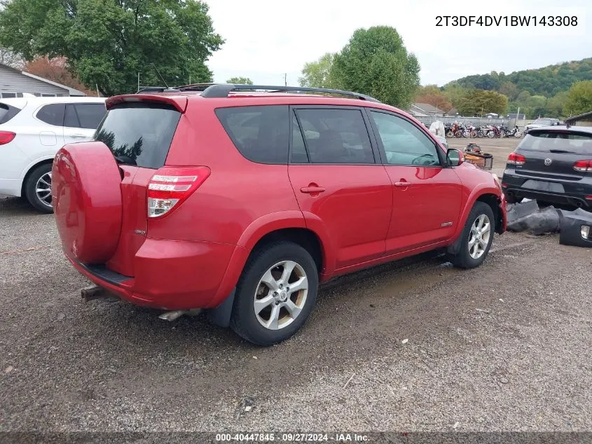 2011 Toyota Rav4 Limited VIN: 2T3DF4DV1BW143308 Lot: 40447845