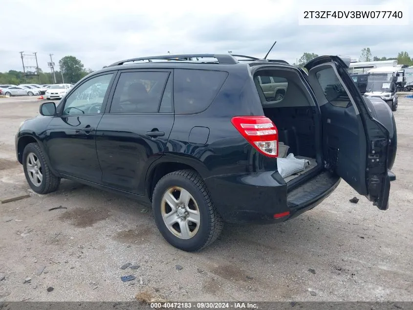 2011 Toyota Rav4 VIN: 2T3ZF4DV3BW077740 Lot: 40472183