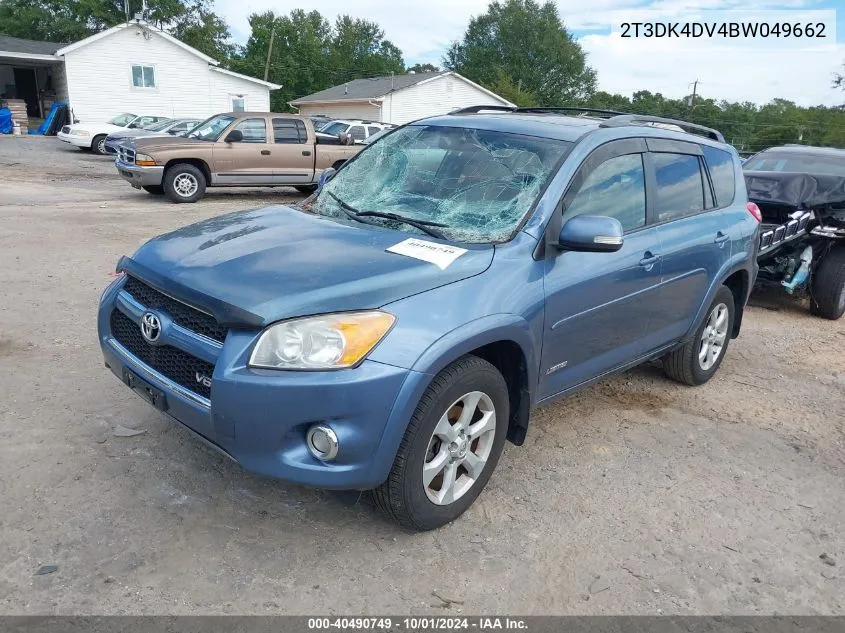 2011 Toyota Rav4 Limited V6 VIN: 2T3DK4DV4BW049662 Lot: 40490749