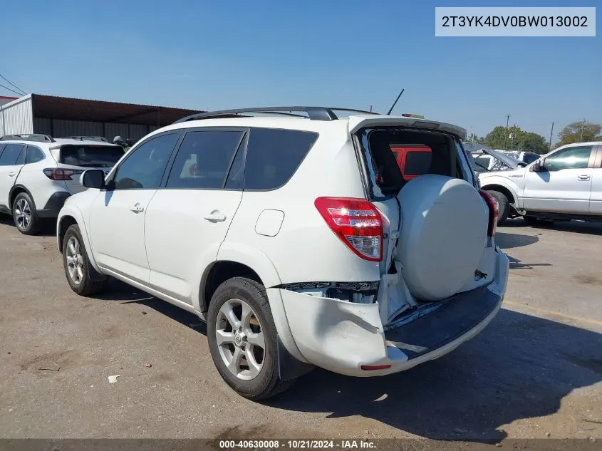 2011 Toyota Rav4 Limited VIN: 2T3YK4DV0BW013002 Lot: 40630008