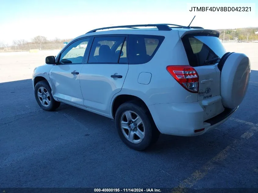 2011 Toyota Rav4 VIN: JTMBF4DV8BD042321 Lot: 40800195