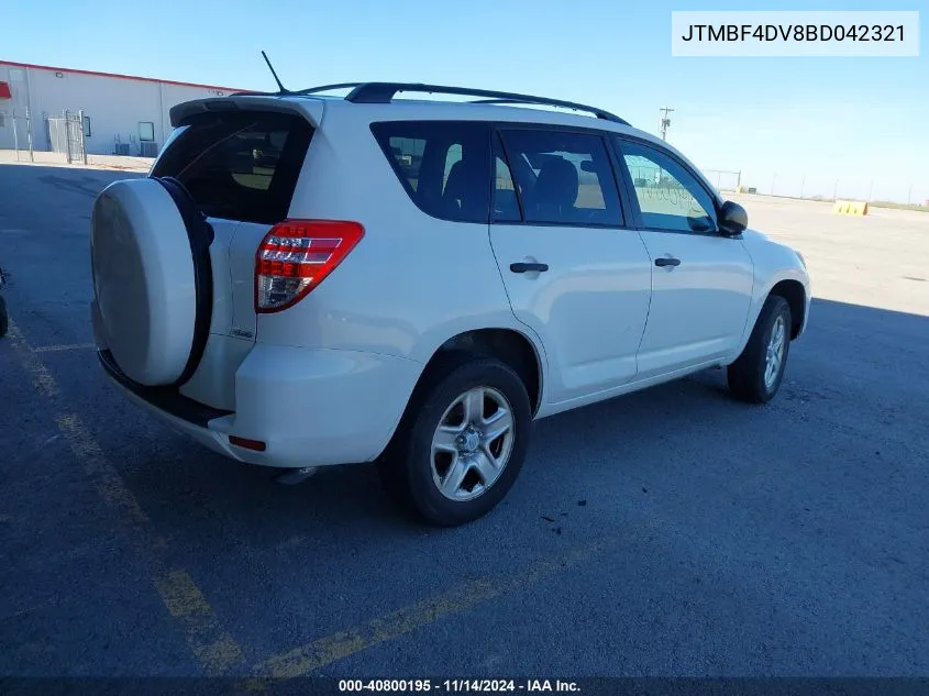 2011 Toyota Rav4 VIN: JTMBF4DV8BD042321 Lot: 40800195