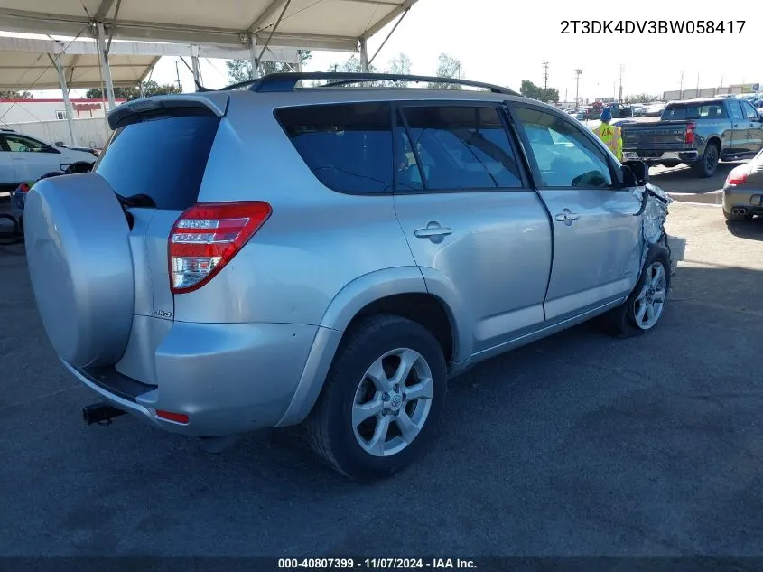 2T3DK4DV3BW058417 2011 Toyota Rav4 Limited