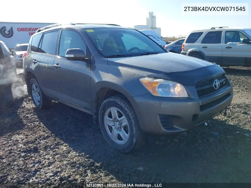 2012 Toyota Rav4 Base V6 VIN: 2T3BK4DVXCW071545 Lot: 12133961