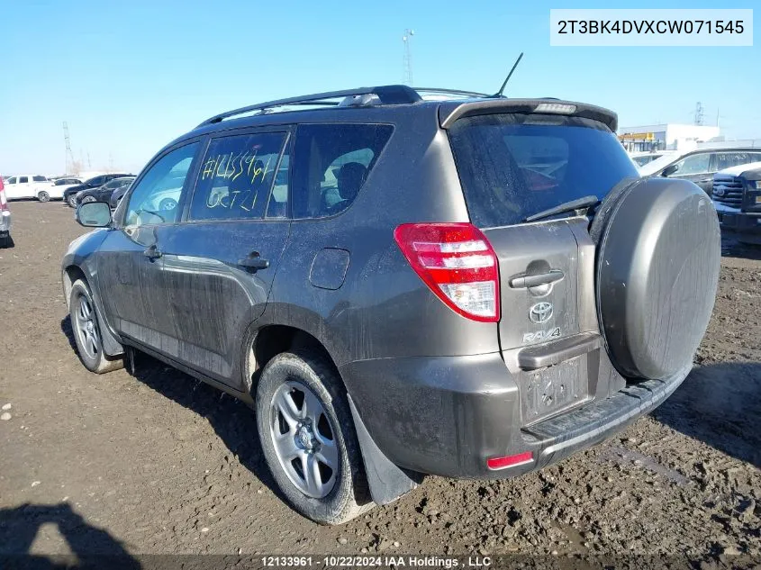 2012 Toyota Rav4 Base V6 VIN: 2T3BK4DVXCW071545 Lot: 12133961