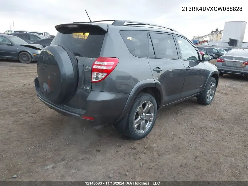 2012 Toyota Rav4 Sport VIN: 2T3RK4DVXCW088828 Lot: 12146593