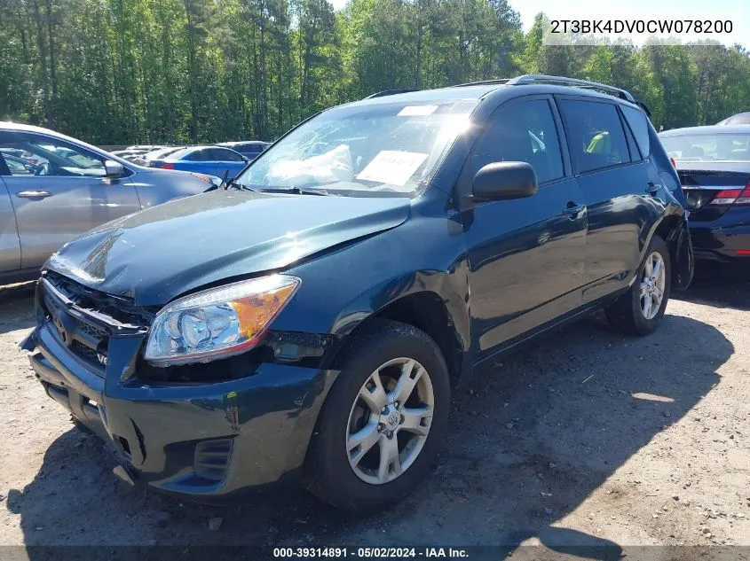 2012 Toyota Rav4 Base V6 VIN: 2T3BK4DV0CW078200 Lot: 39314891