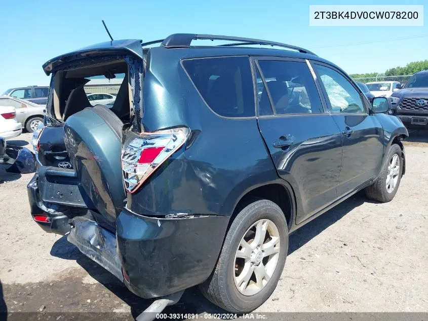 2T3BK4DV0CW078200 2012 Toyota Rav4 Base V6