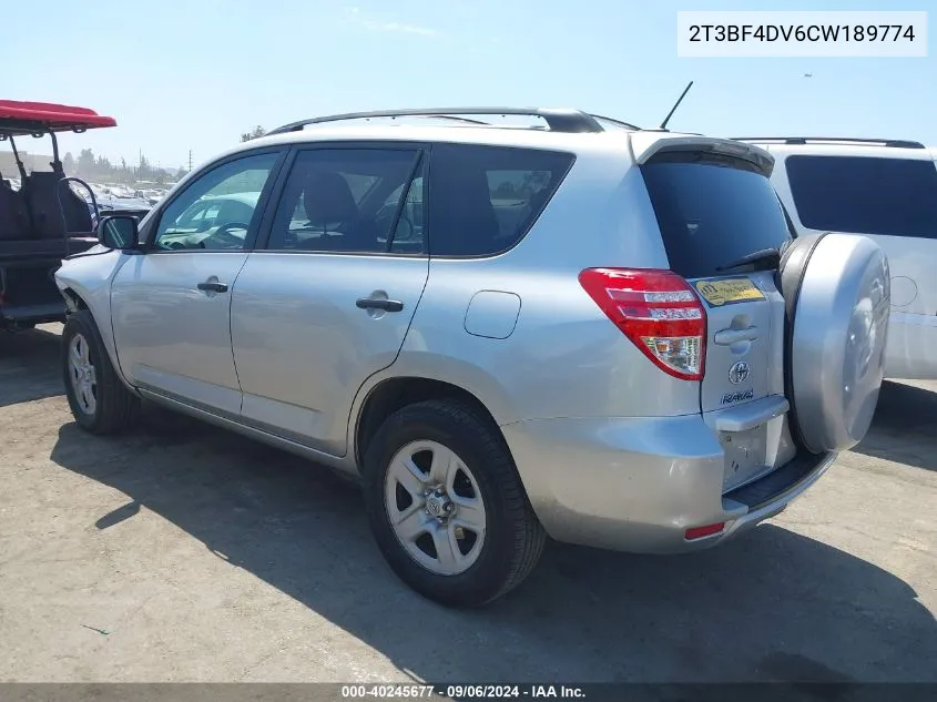 2012 Toyota Rav4 VIN: 2T3BF4DV6CW189774 Lot: 40824575