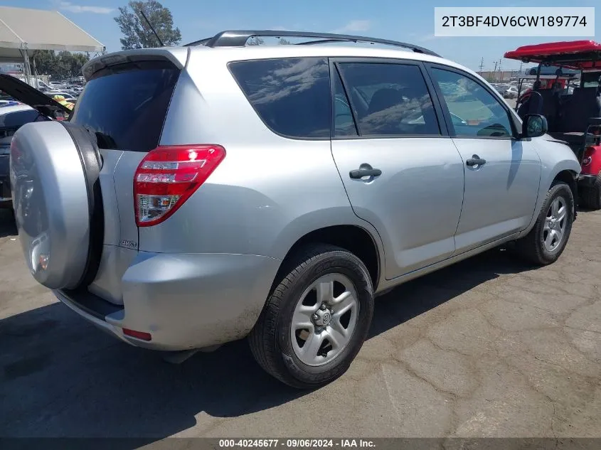 2012 Toyota Rav4 VIN: 2T3BF4DV6CW189774 Lot: 40824575