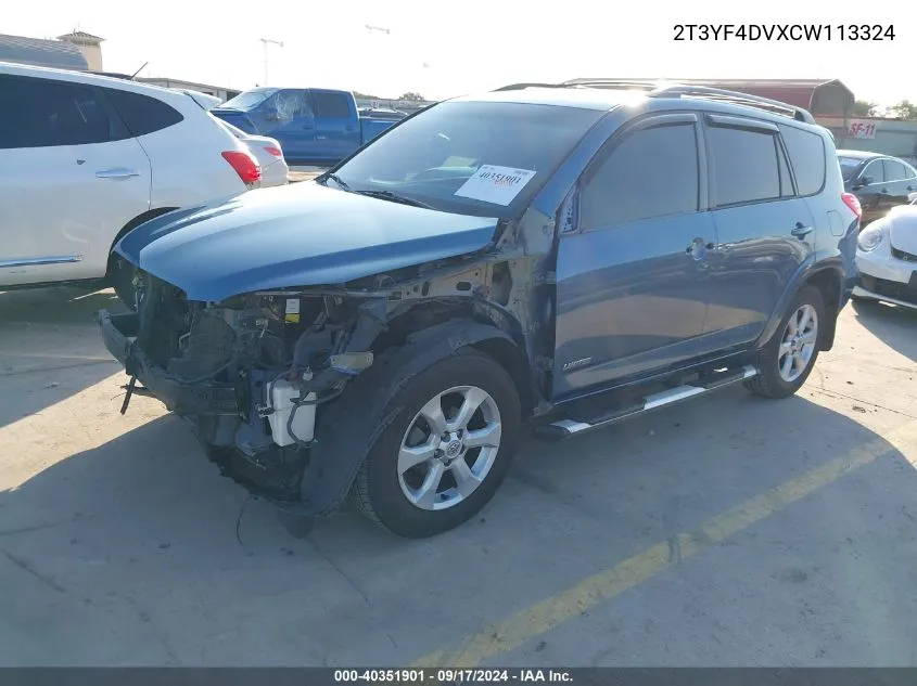 2T3YF4DVXCW113324 2012 Toyota Rav4 Limited