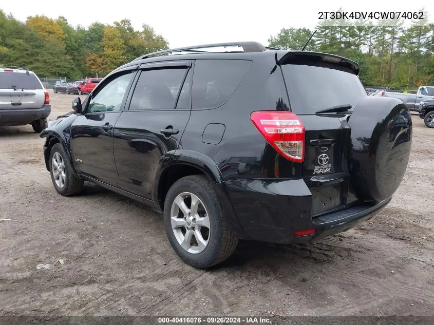 2012 Toyota Rav4 Limited V6 VIN: 2T3DK4DV4CW074062 Lot: 40416076