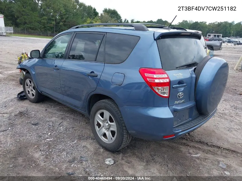 2012 Toyota Rav4 VIN: 2T3BF4DV7CW251182 Lot: 40460494