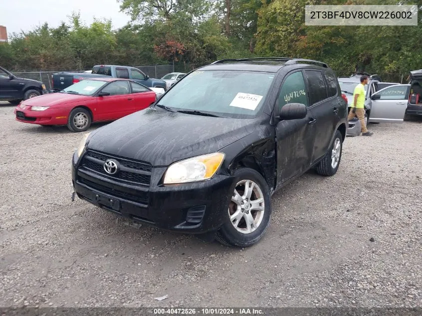 2012 Toyota Rav4 VIN: 2T3BF4DV8CW226002 Lot: 40472526