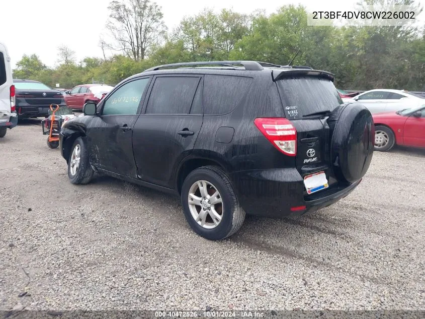 2012 Toyota Rav4 VIN: 2T3BF4DV8CW226002 Lot: 40472526