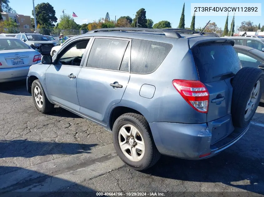 2012 Toyota Rav4 Sport VIN: 2T3RF4DV3CW112892 Lot: 40664756