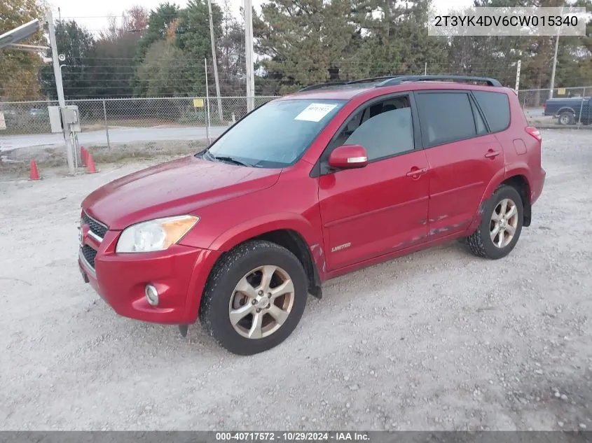 2012 Toyota Rav4 Limited V6 VIN: 2T3YK4DV6CW015340 Lot: 40717572