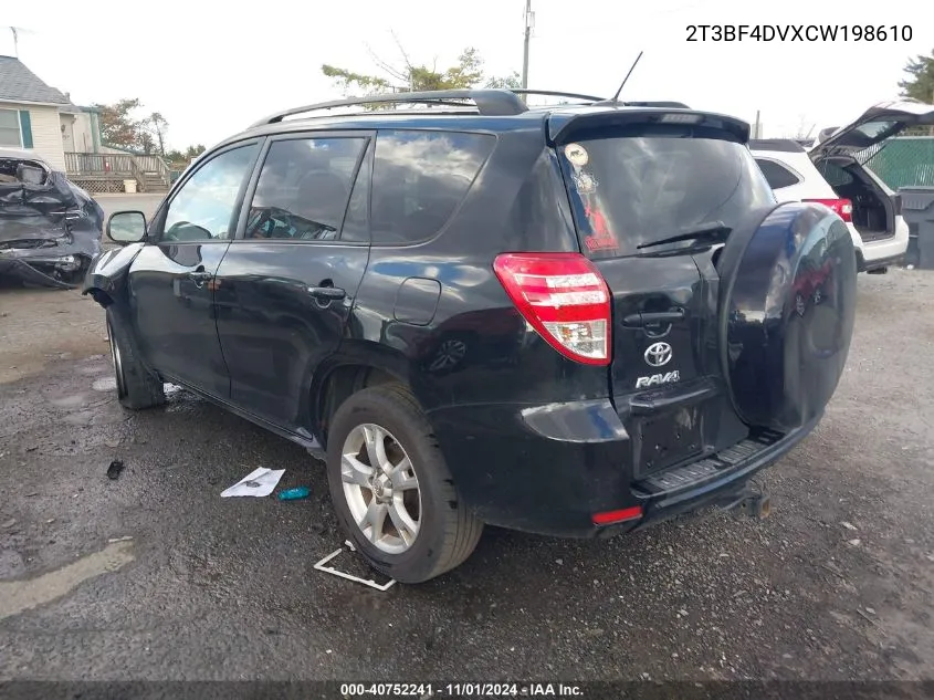 2012 Toyota Rav4 VIN: 2T3BF4DVXCW198610 Lot: 40752241