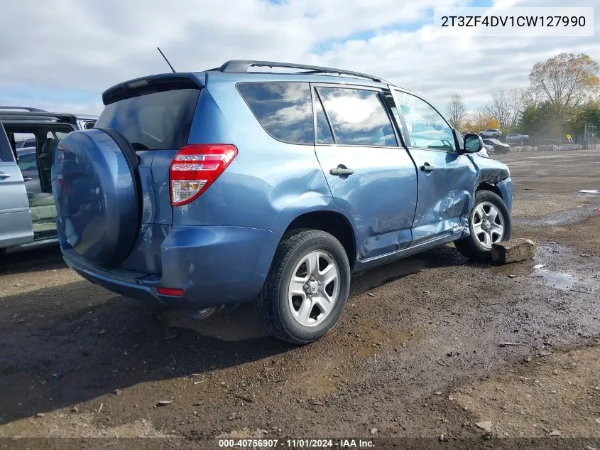 2012 Toyota Rav4 VIN: 2T3ZF4DV1CW127990 Lot: 40756907