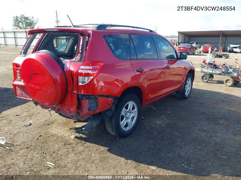 2012 Toyota Rav4 VIN: 2T3BF4DV3CW248554 Lot: 40800969