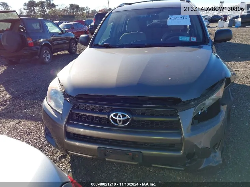 2012 Toyota Rav4 VIN: 2T3ZF4DV8CW130806 Lot: 40821210