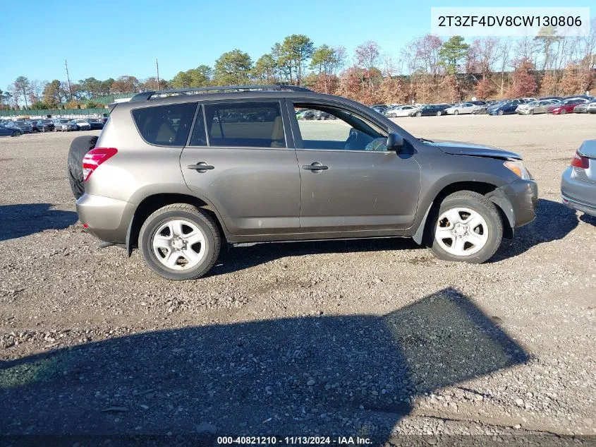 2012 Toyota Rav4 VIN: 2T3ZF4DV8CW130806 Lot: 40821210